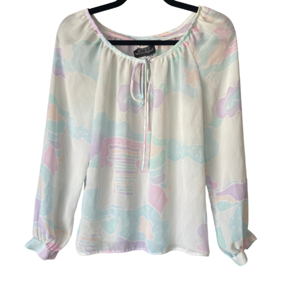 Vintage 70s Patty Woodard of California Floral Blouse Size Small